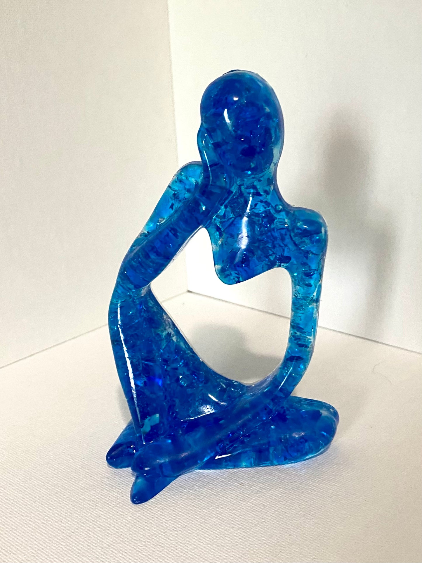 Contemplation - Deep in Thought - Turquoise Recycled Glass Art