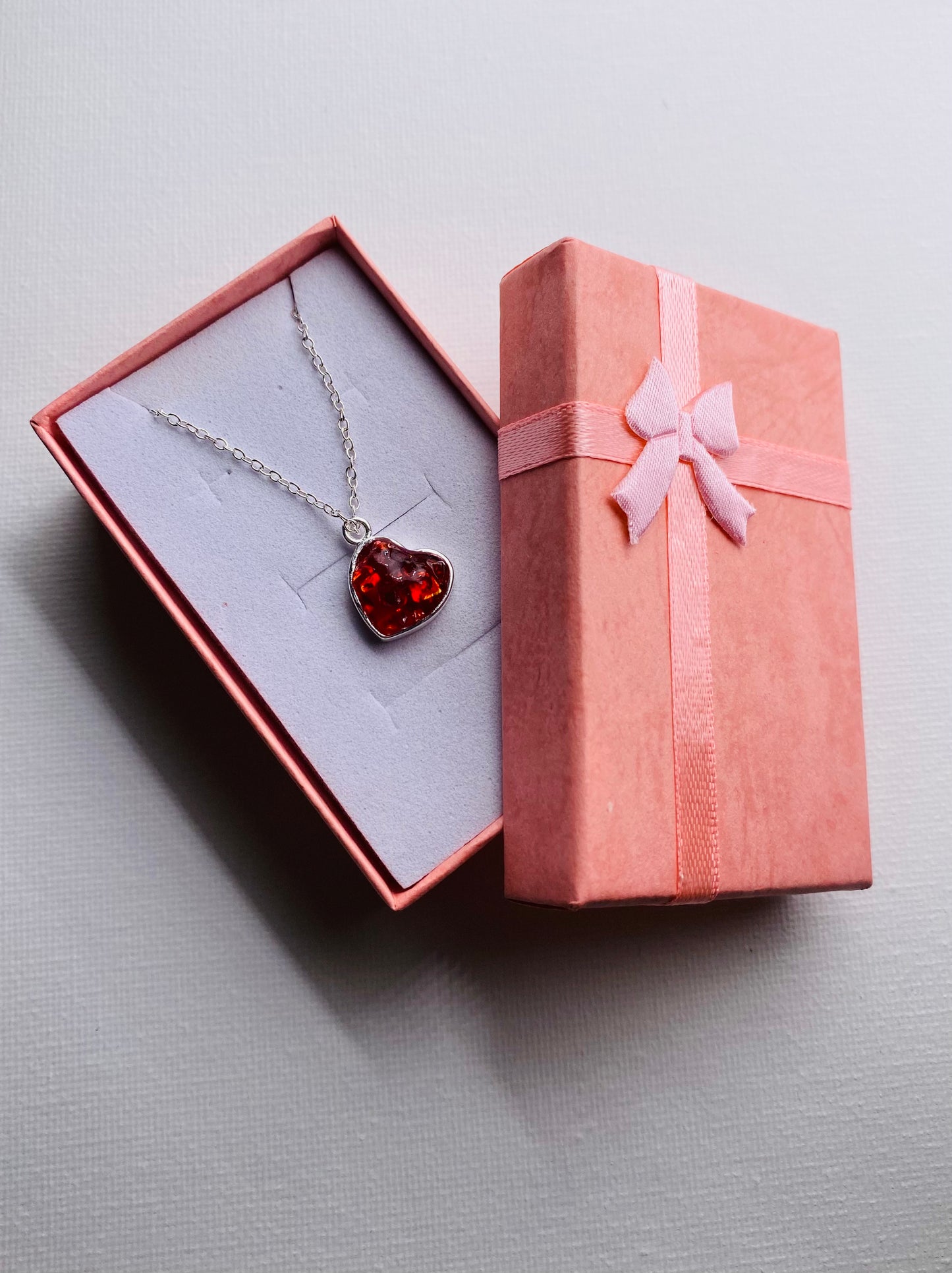 Ruby Red Perfectly Imperfect Heart Sterling Silver Necklace