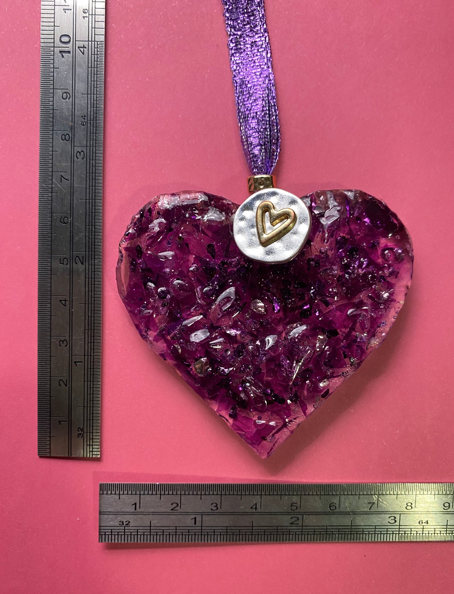 Faux Amethyst - Perfectly Imperfect Heart Ornament - Violet Purple