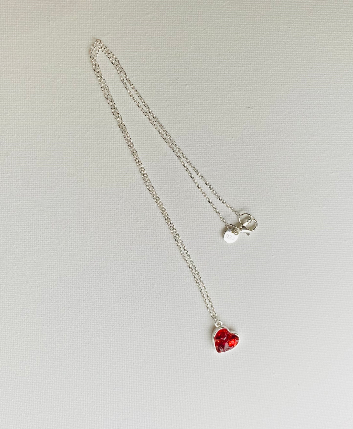 Ruby Red Perfectly Imperfect Heart Sterling Silver Necklace