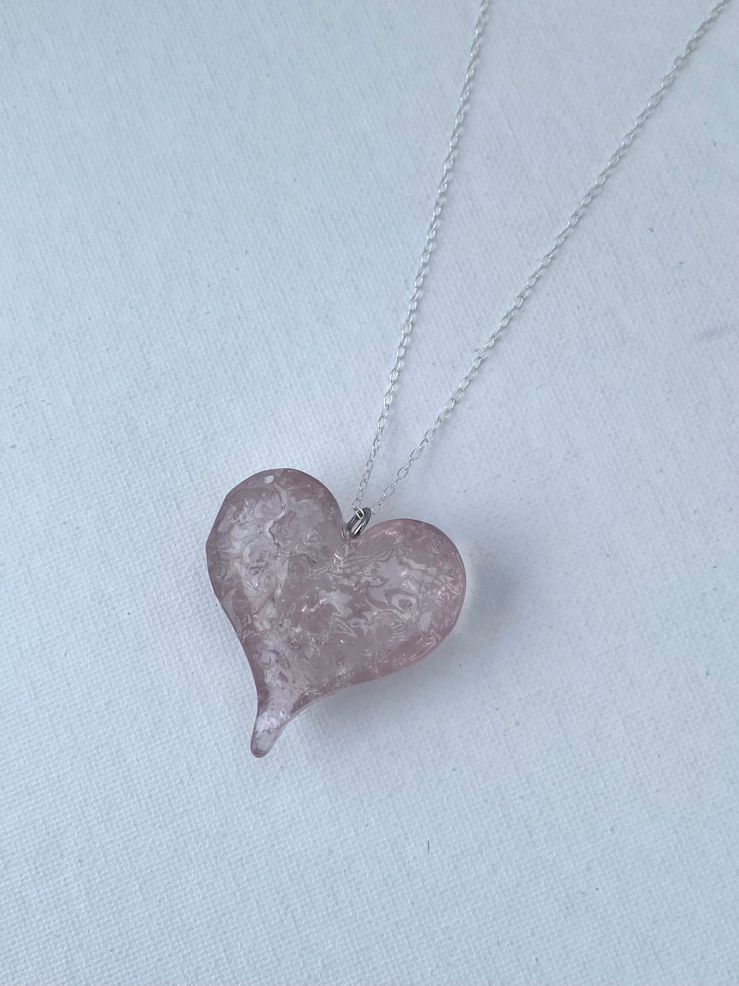 Baby Pink Perfectly Imperfect Heart Necklace - Light Pink