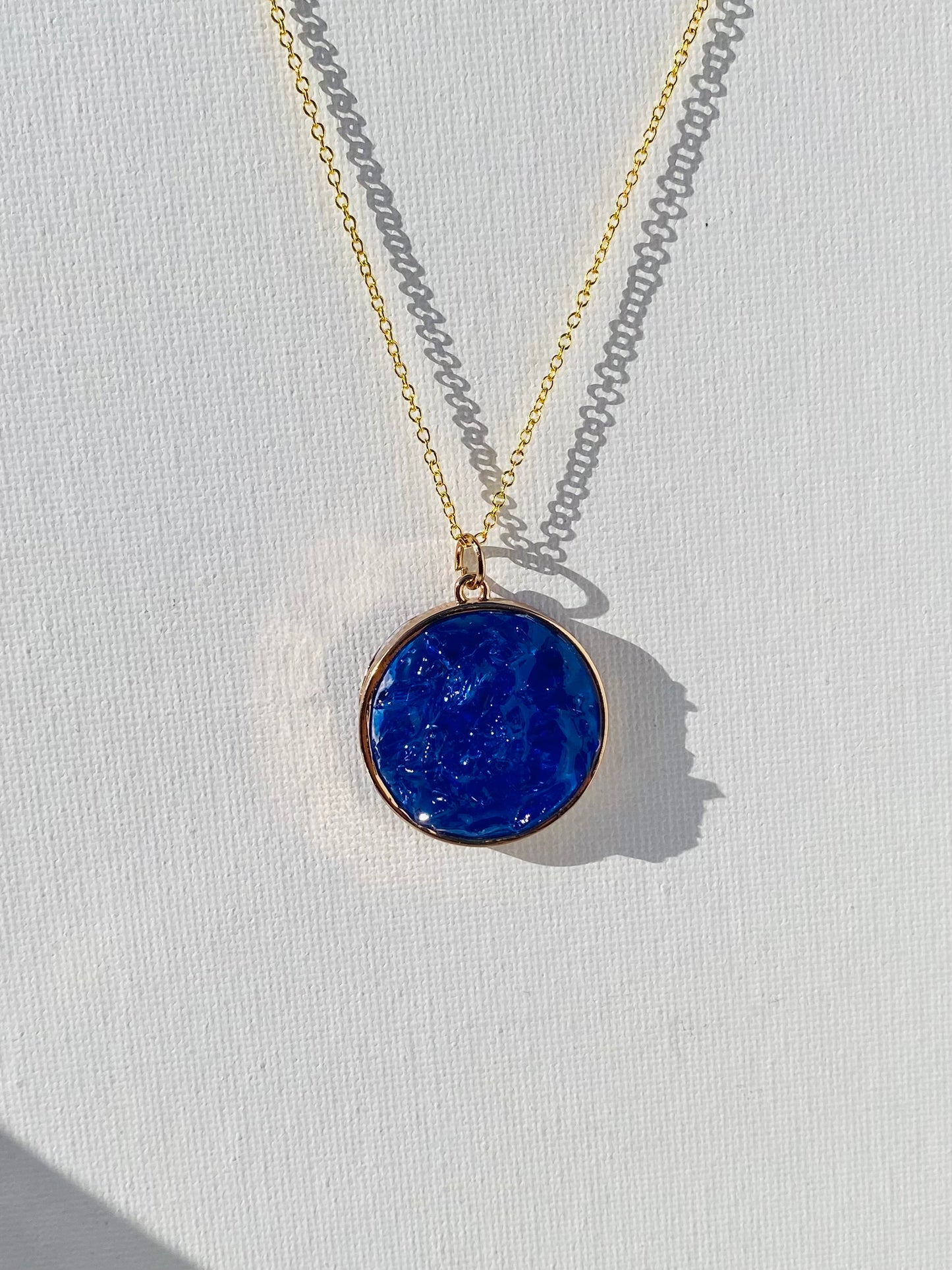 Cobalt Circle Framed Blue with Silver Necklace