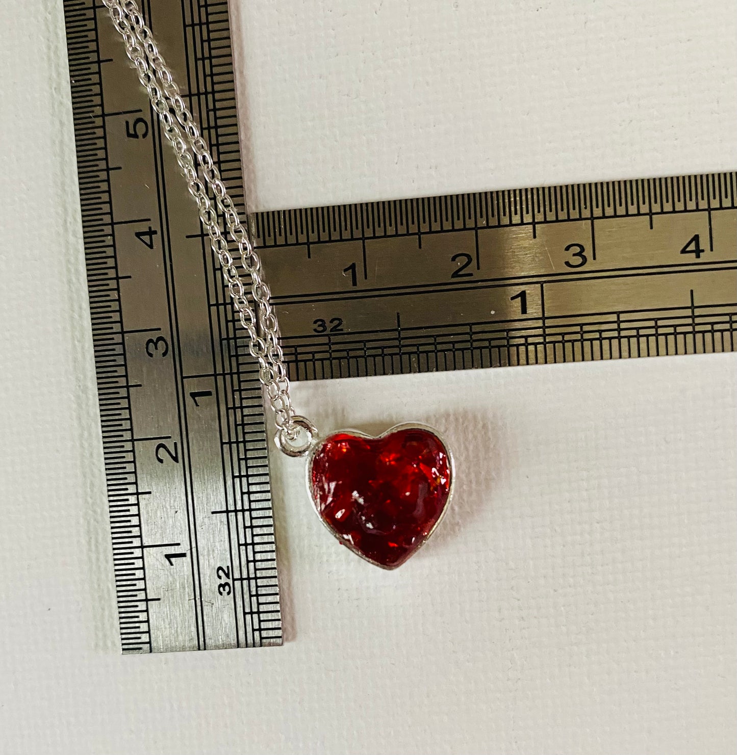 Ruby Red Perfectly Imperfect Heart Sterling Silver Necklace