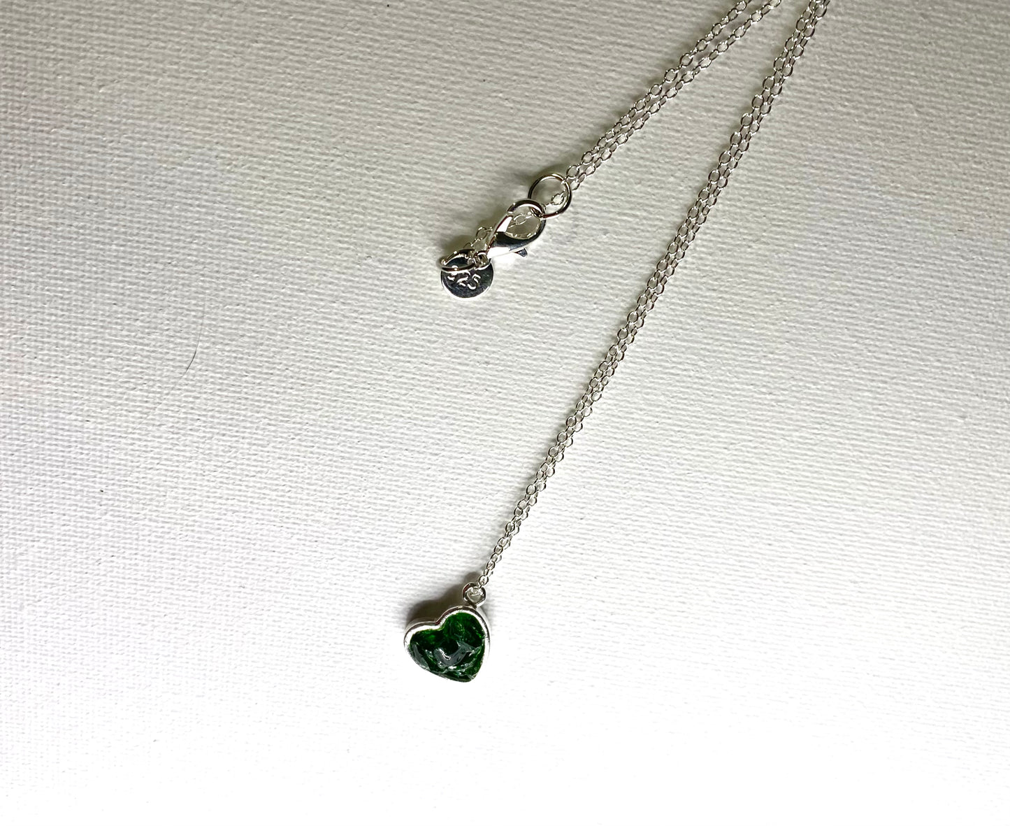 Emerald Green Perfectly Imperfect Heart Sterling Silver Necklace