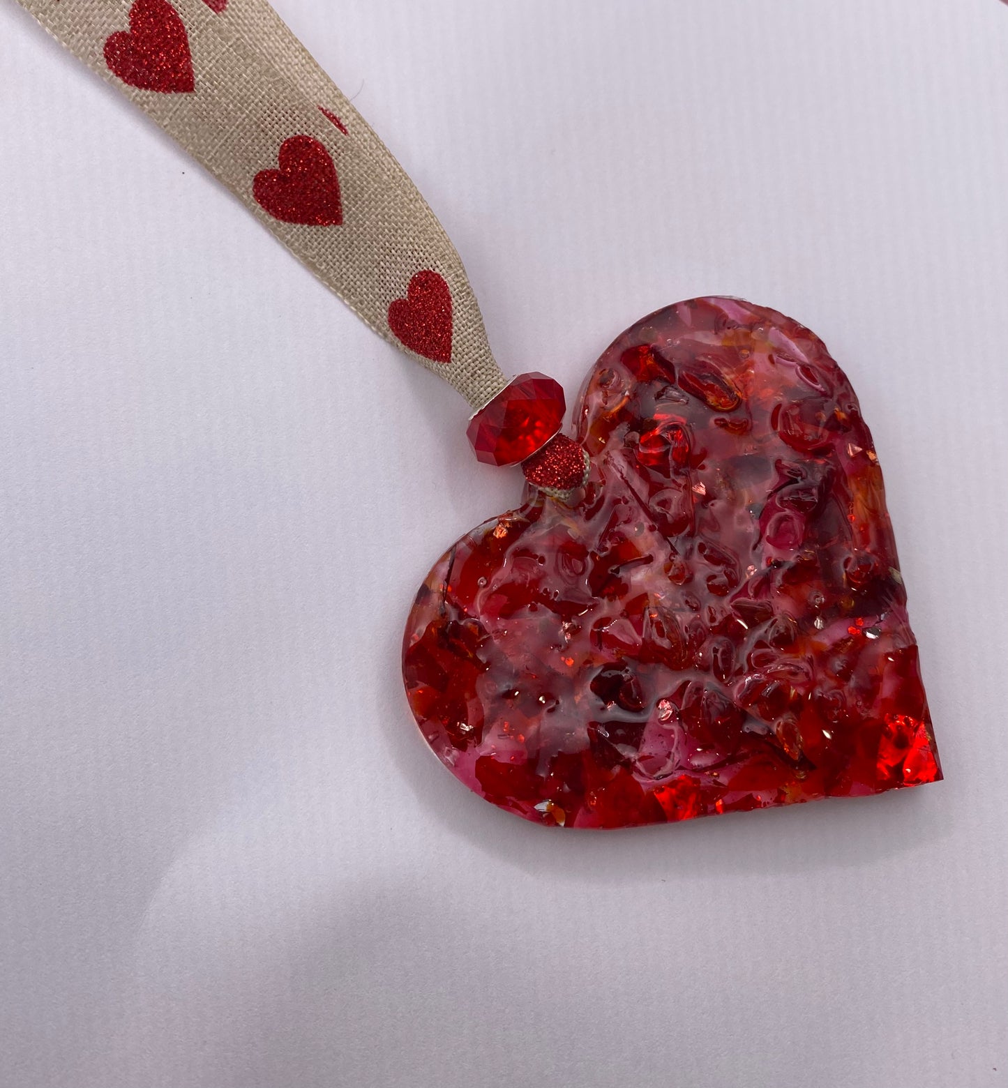 Sparkle Red Heart Perfectly Imperfect Heart with Heart Ornament - Hearts in Love