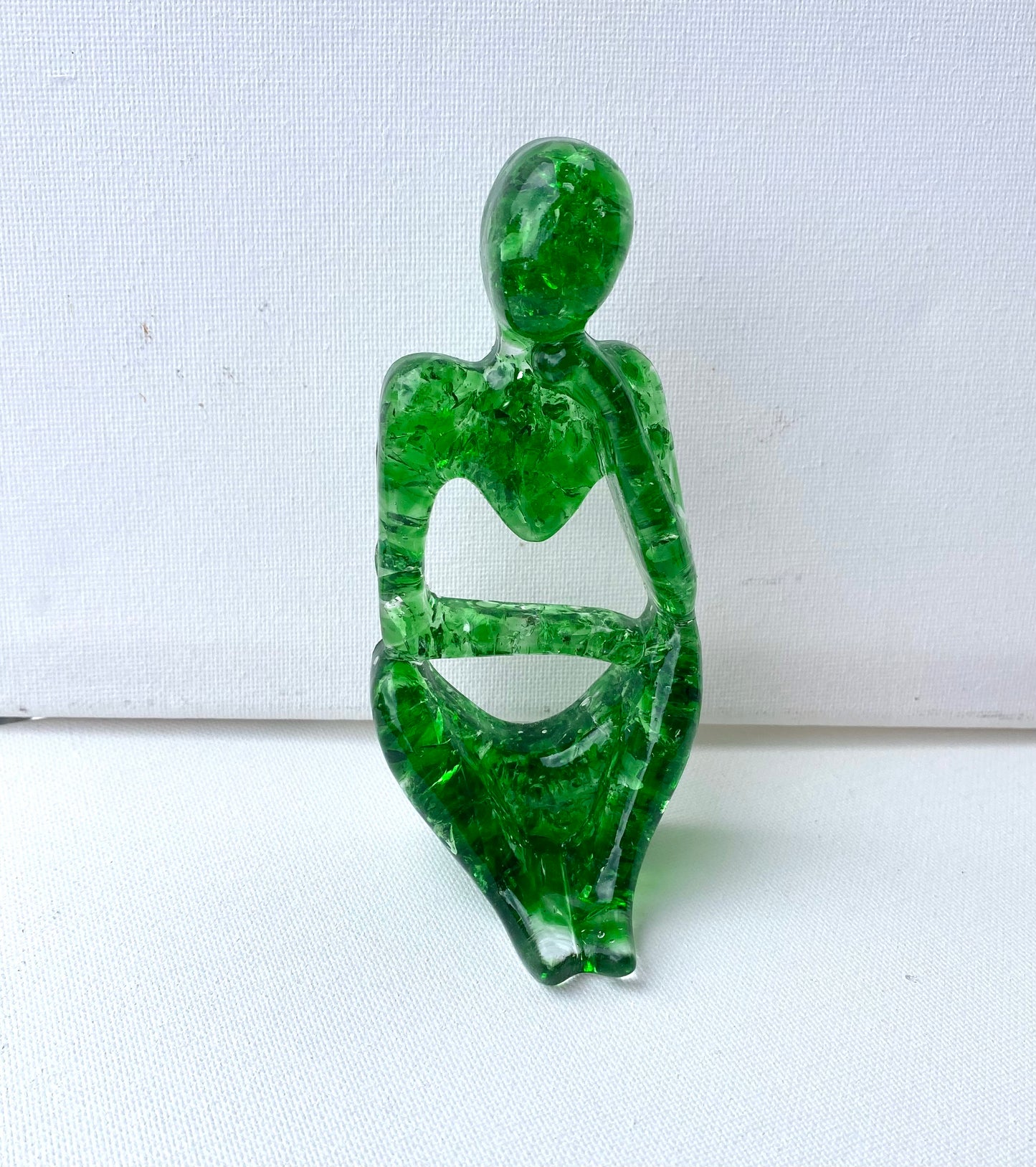 Daydreamer - Deep in Thought - Green Recycled Glass Art