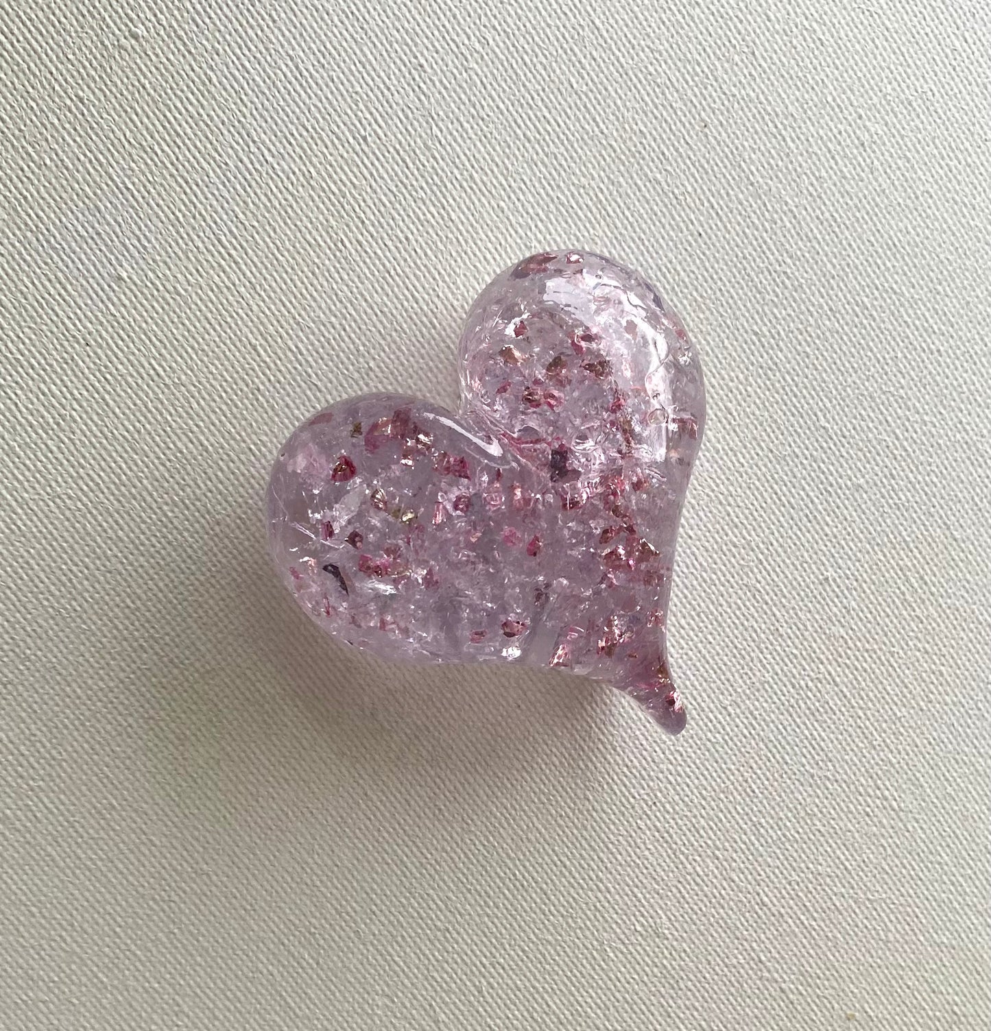 Princess Pink Perfectly Imperfect Heart Paperweight - Small Pink Shimmer