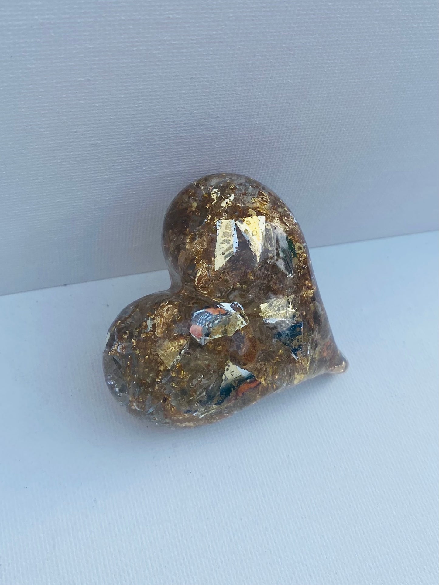 My Perfectly Imperfect Heart Paperweight made from Recycled Glass - Medium Gold