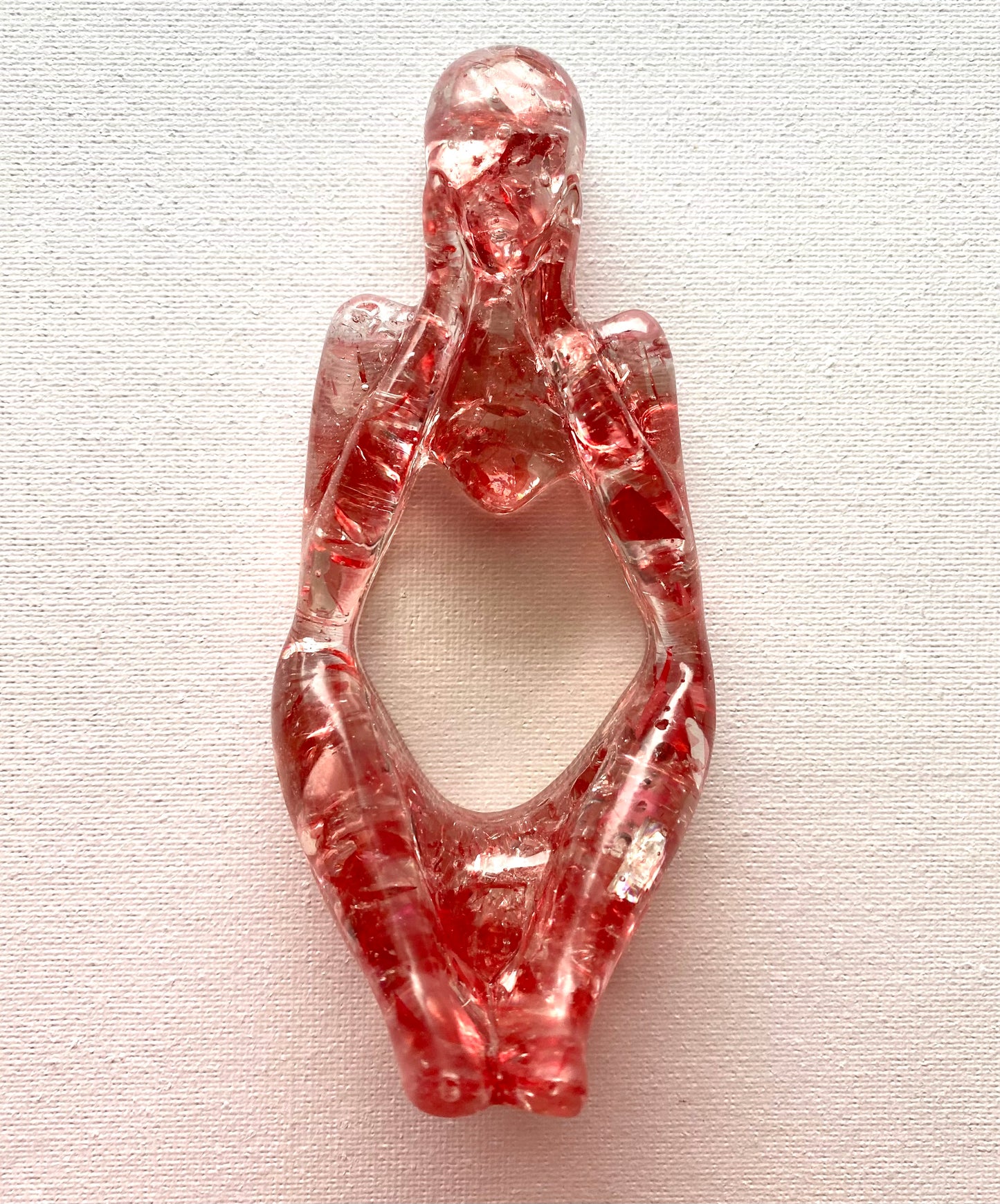 Thoughtful - Thinking and Dreaming - Pink Recycled Glass Art