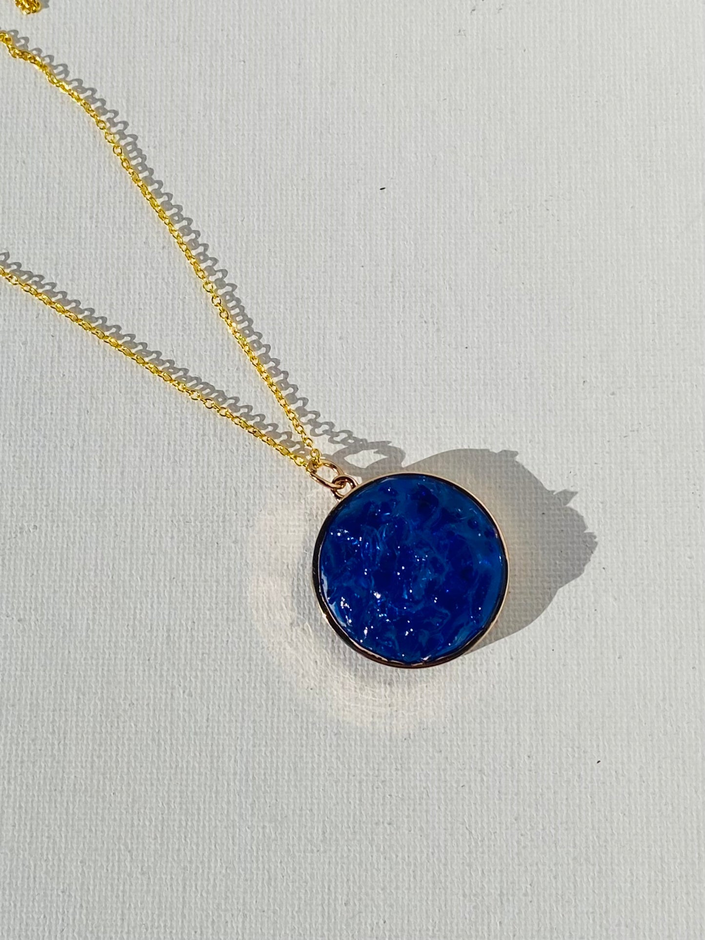 Cobalt Circle Framed Blue with Silver Necklace