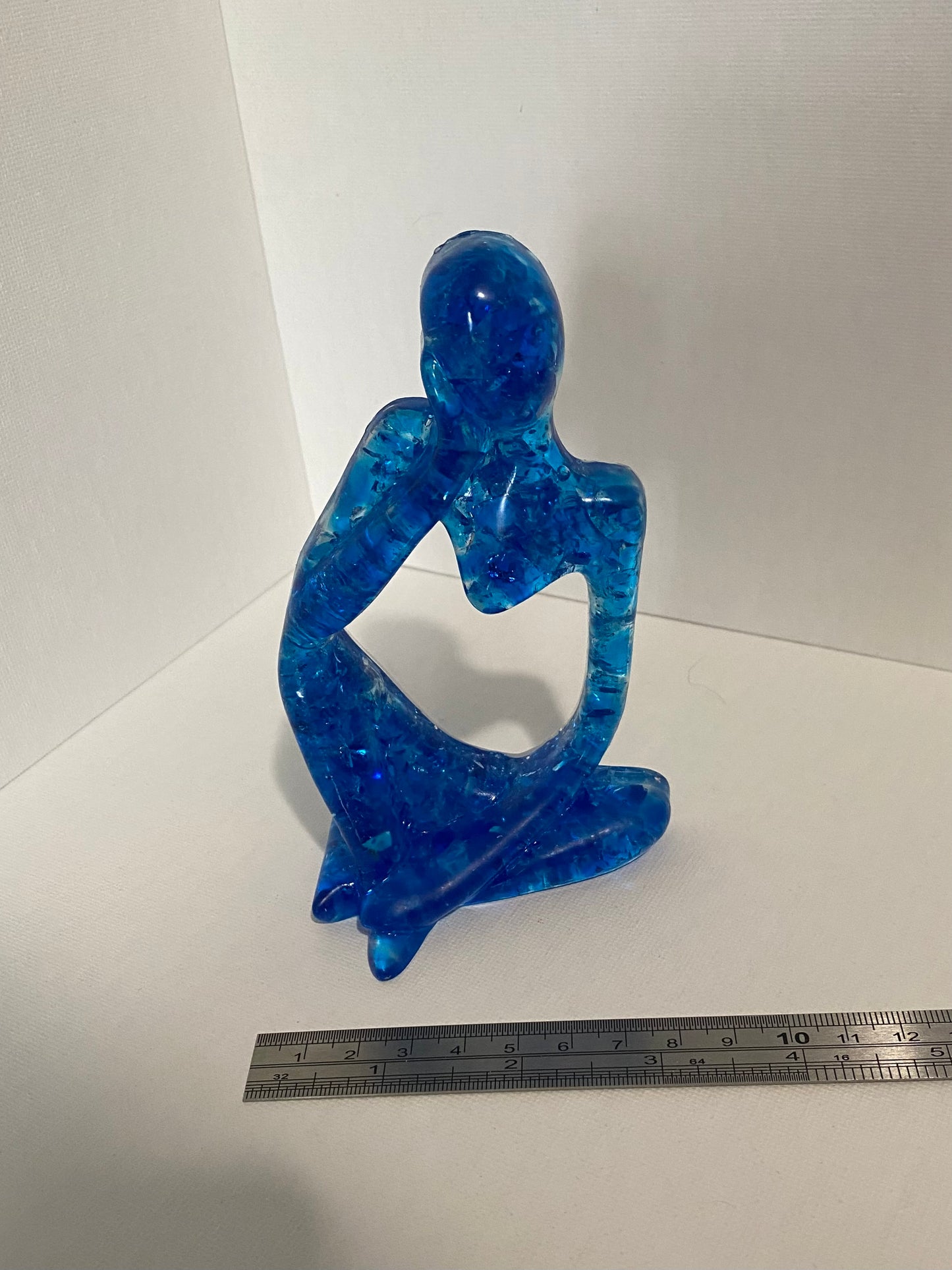 Contemplation - Deep in Thought - Turquoise Recycled Glass Art