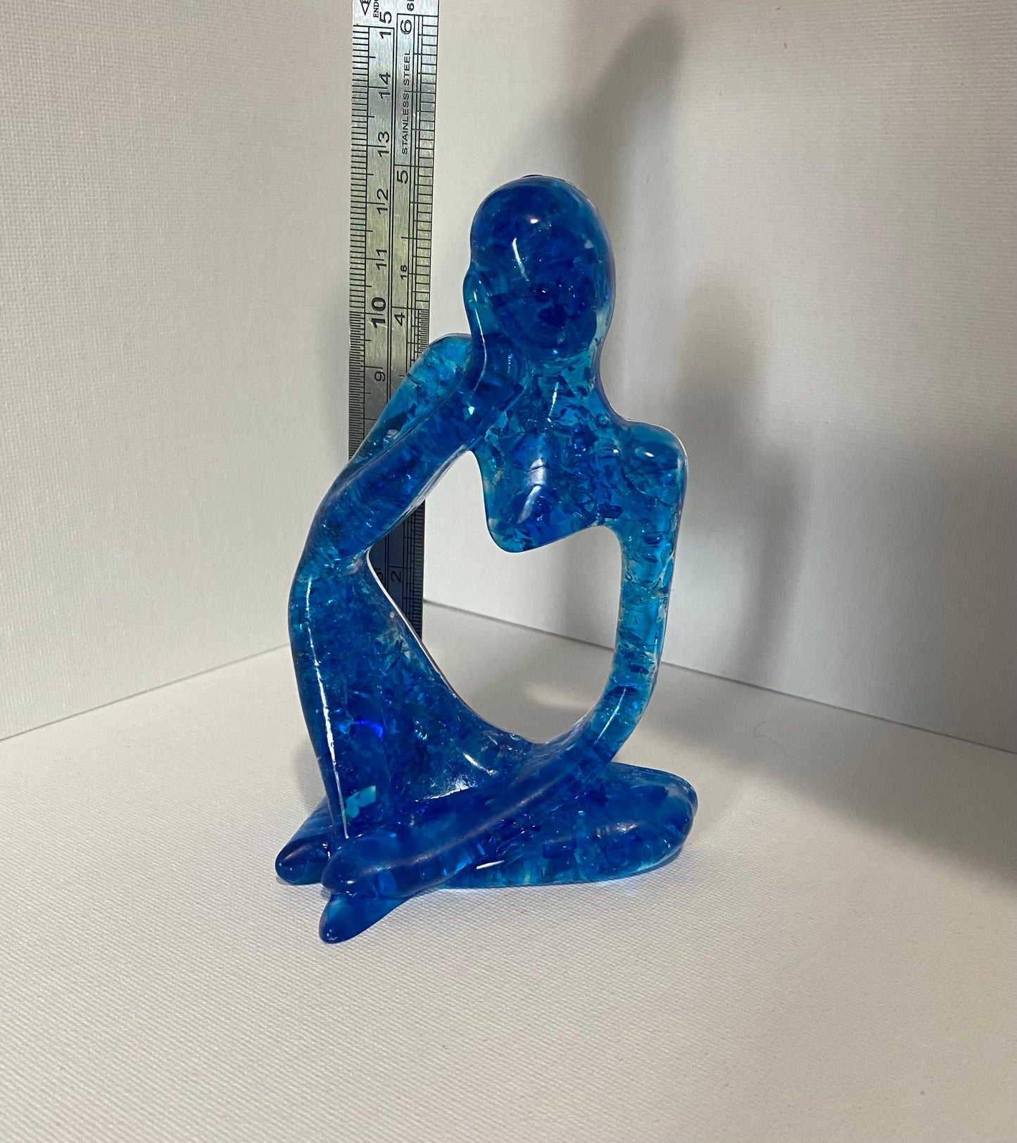 Contemplation - Deep in Thought - Turquoise Recycled Glass Art