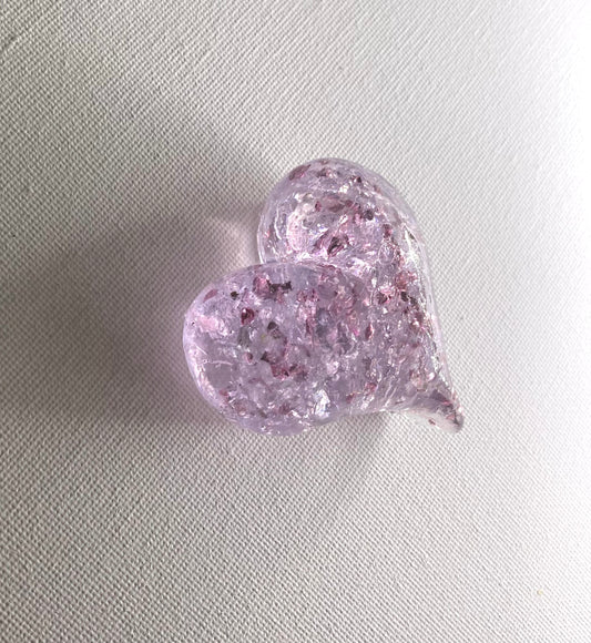 Princess Pink Perfectly Imperfect Heart Paperweight - Small Pink Shimmer