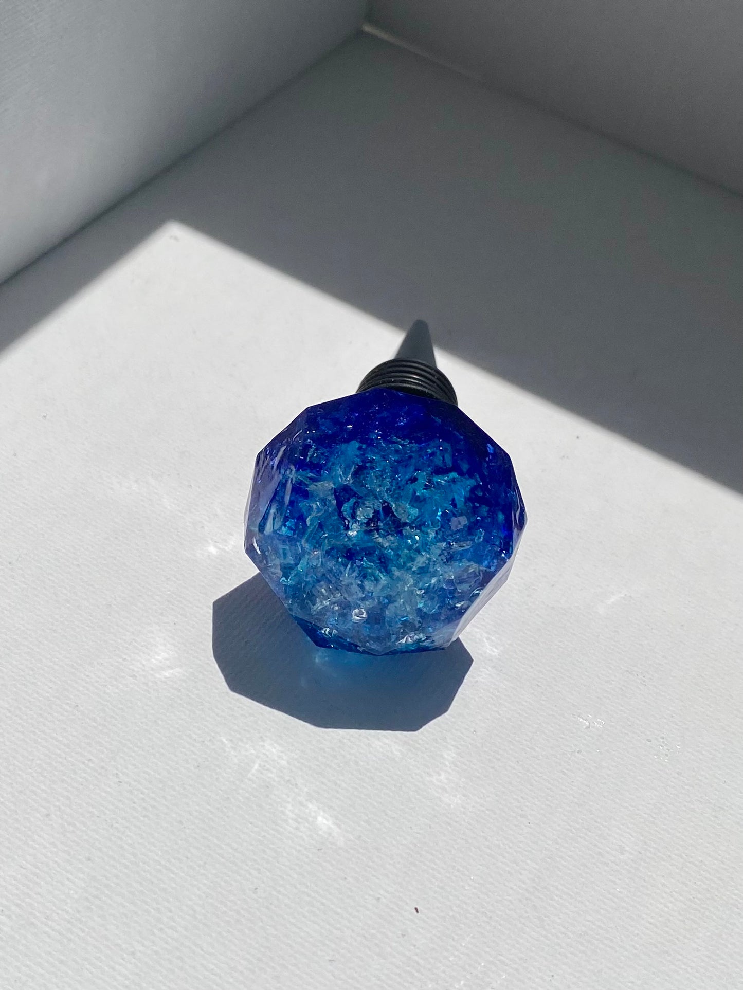 Blue Ombré Crushed Recycled Glass Bottle Stopper - Small