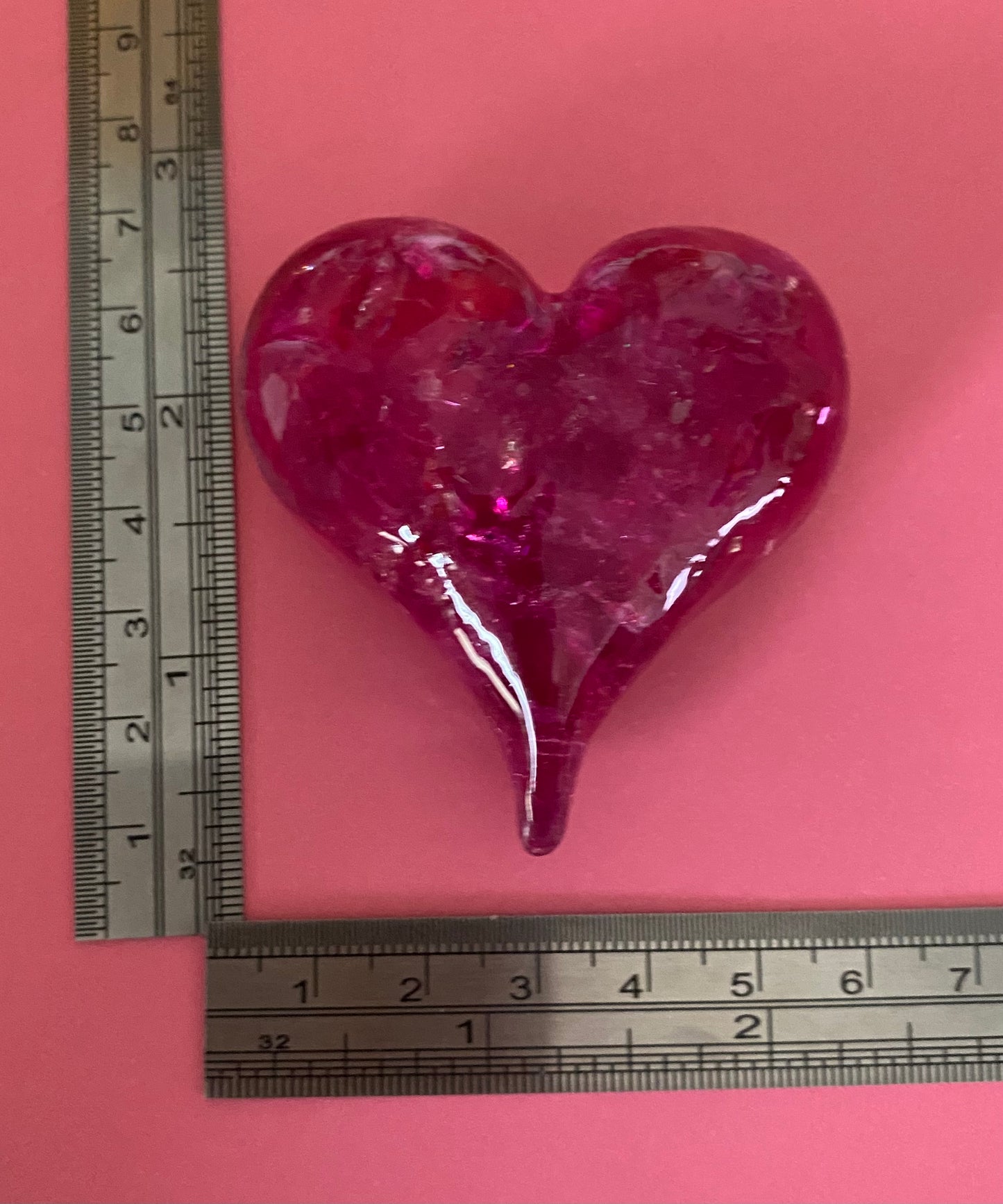 Bright Pink Perfectly Imperfect Heart Paperweight - Small