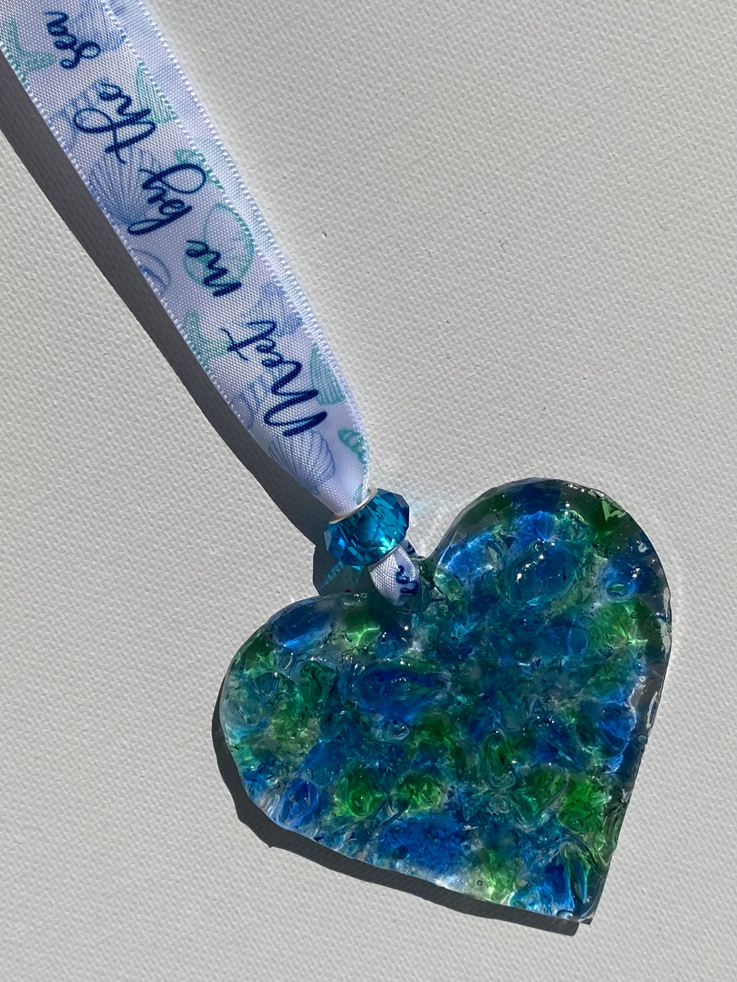 Sea Glass Perfectly Imperfect Heart Ornament with Star Charms