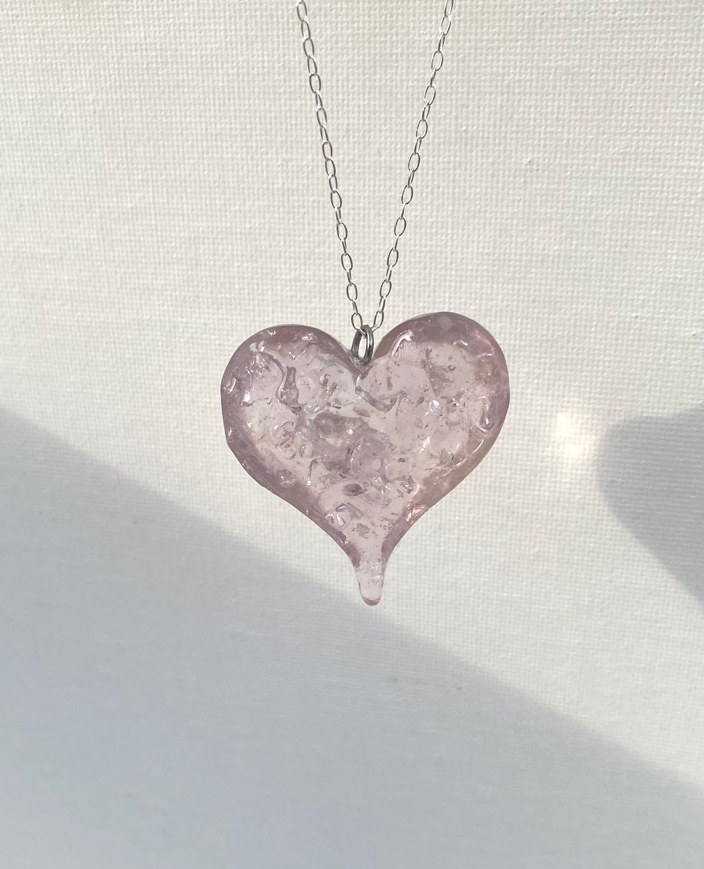 Baby Pink Perfectly Imperfect Heart Necklace - Light Pink