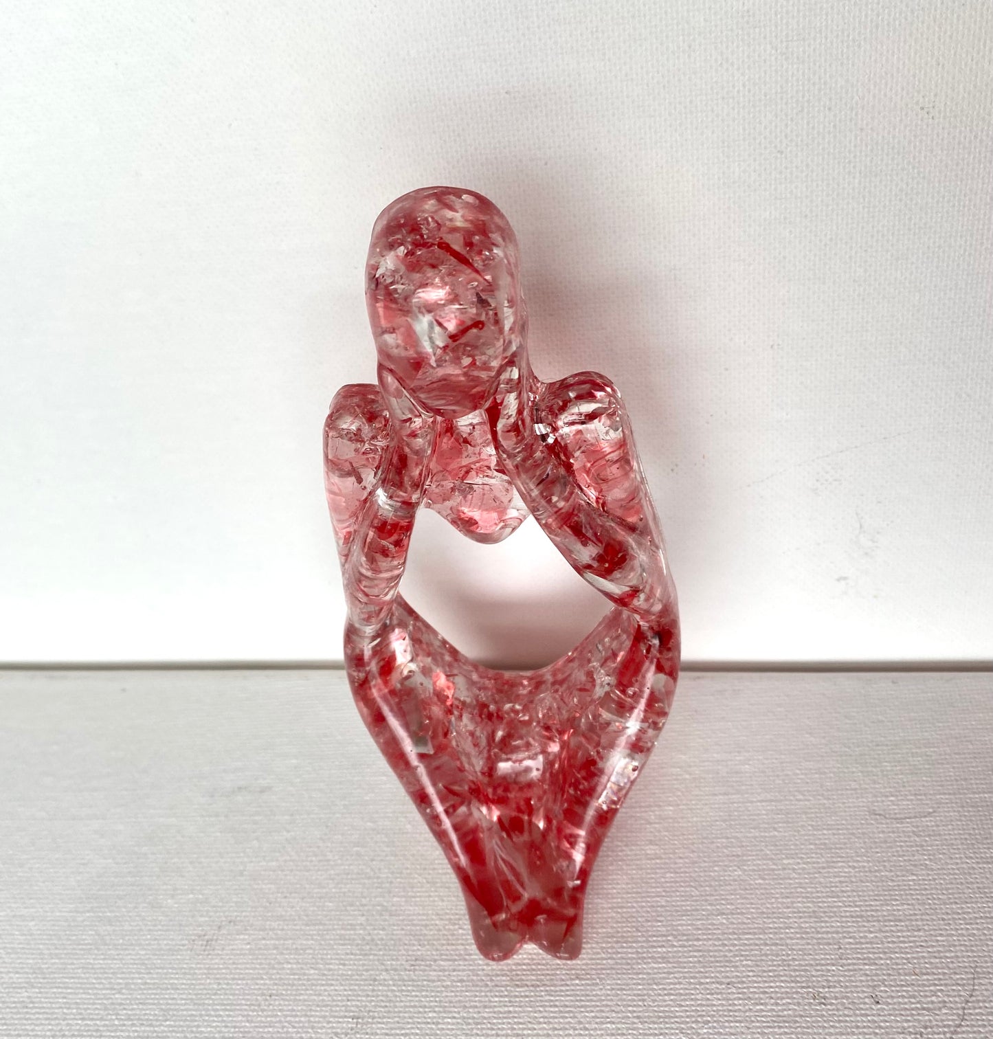 Thoughtful - Thinking and Dreaming - Pink Recycled Glass Art