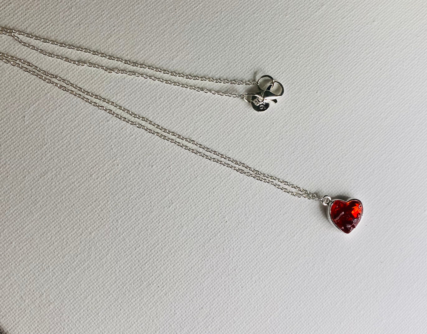 Ruby Red Perfectly Imperfect Heart Sterling Silver Necklace