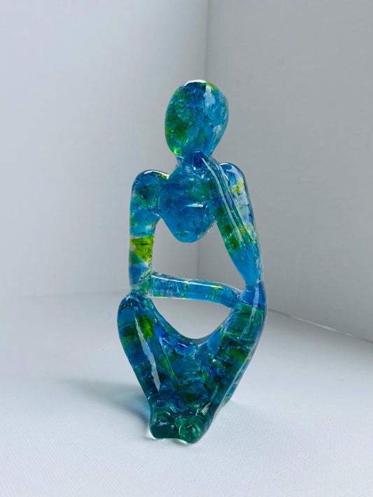 Sea glass reflection figure in blue and green