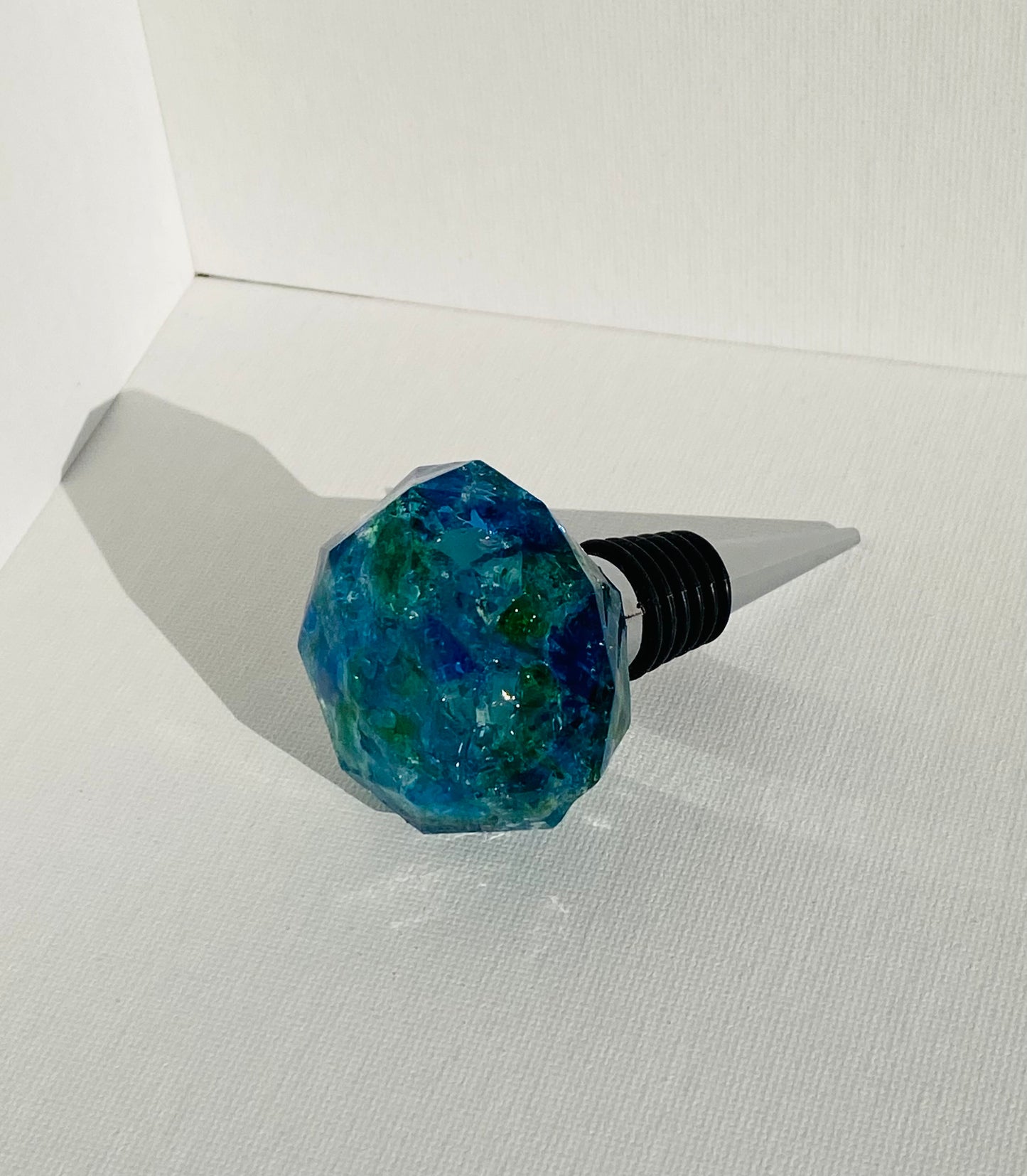 Sea Glass Teal and Green Bottle Topper - Medium