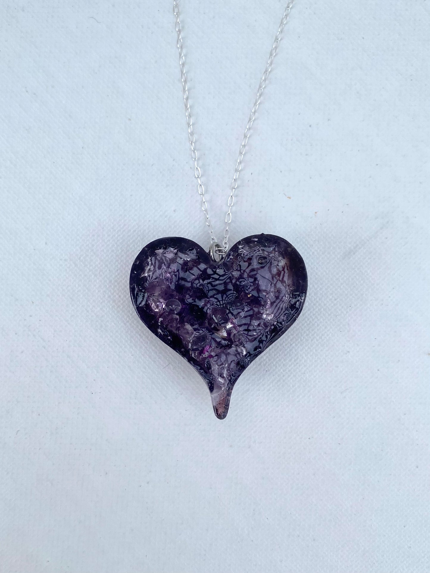 Lovely Purple Perfectly Imperfect Heart Necklace - Deep Violet