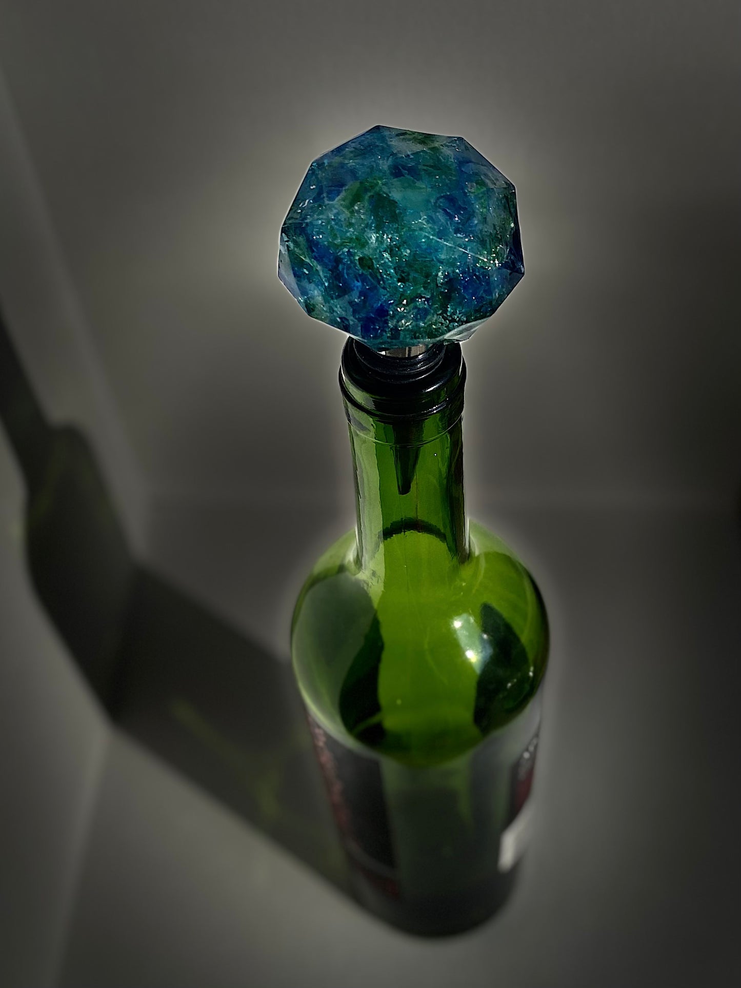 Sea Glass Teal and Green Bottle Topper - Medium