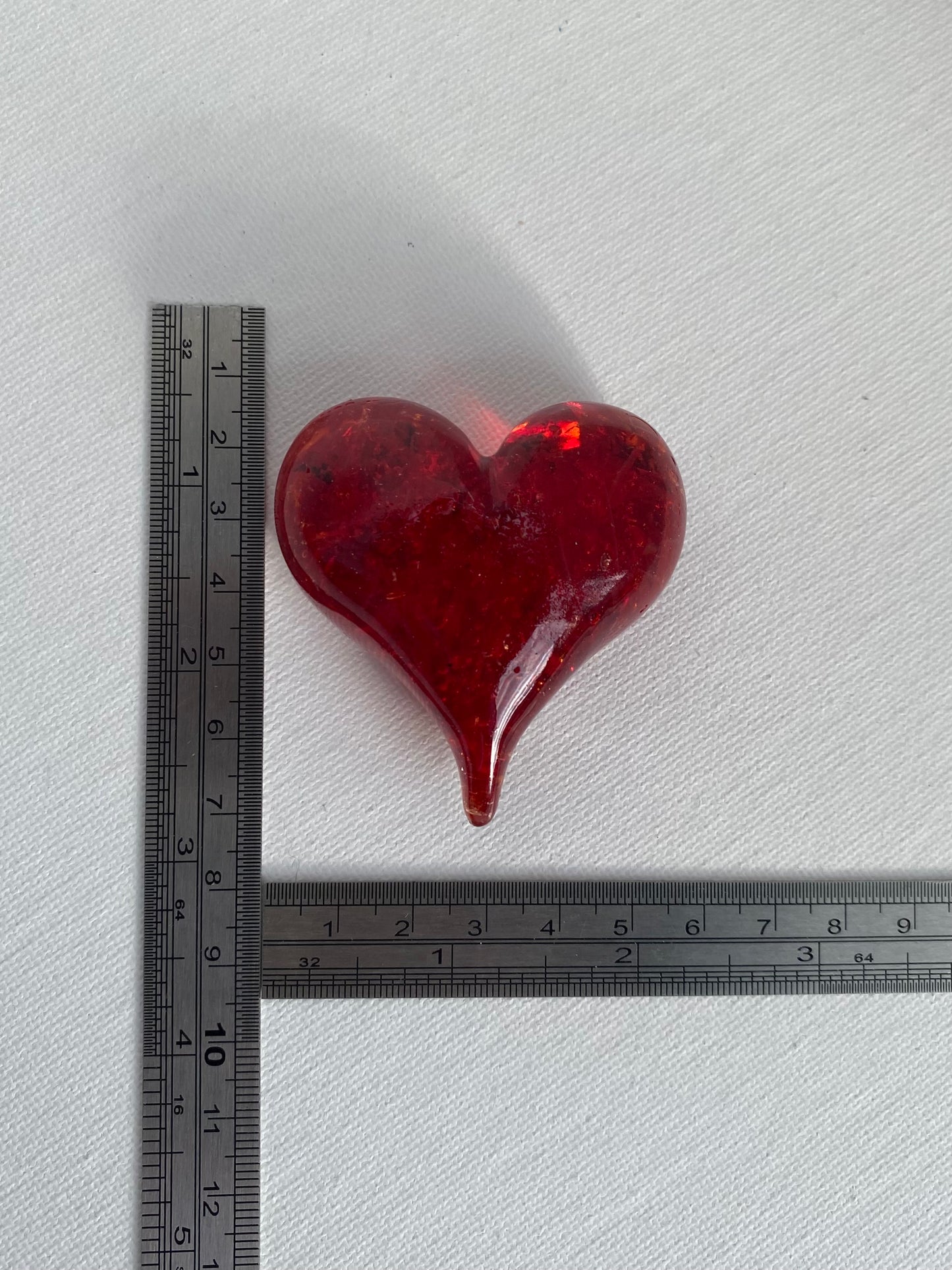 Ruby Red Perfectly Imperfect Heart Paperweight made from Recycled Glass - Small