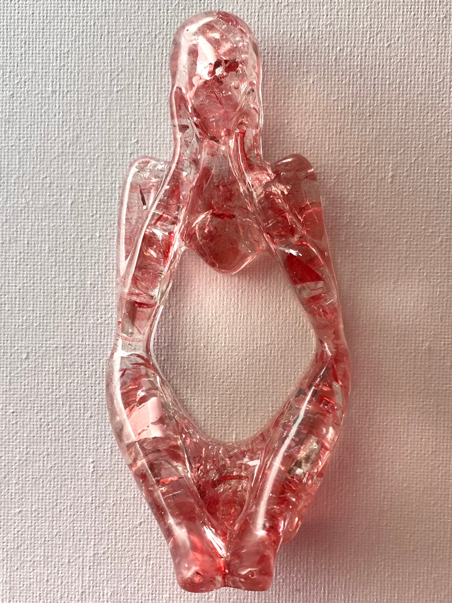 Thoughtful - Thinking and Dreaming - Pink Recycled Glass Art