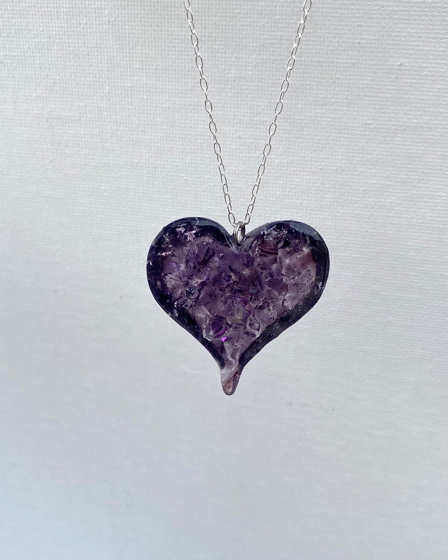 Lovely Purple Perfectly Imperfect Heart Necklace - Deep Violet