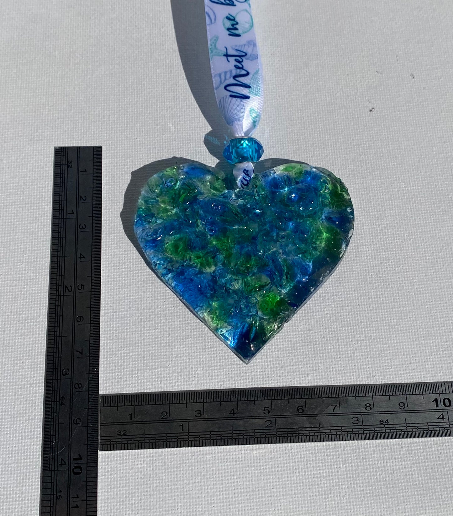 Sea Glass Perfectly Imperfect Heart Ornament with Star Charms