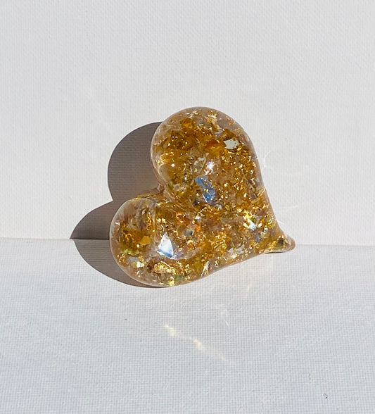 Golden Shine Perfectly Imperfect Heart Paperweight Medium