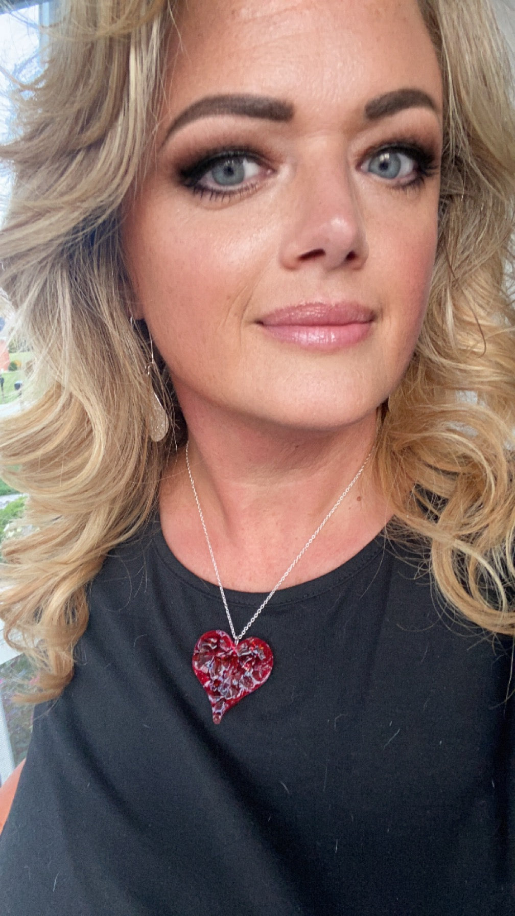 Ruby Red Perfectly Imperfect Heart Necklace - True Love Red