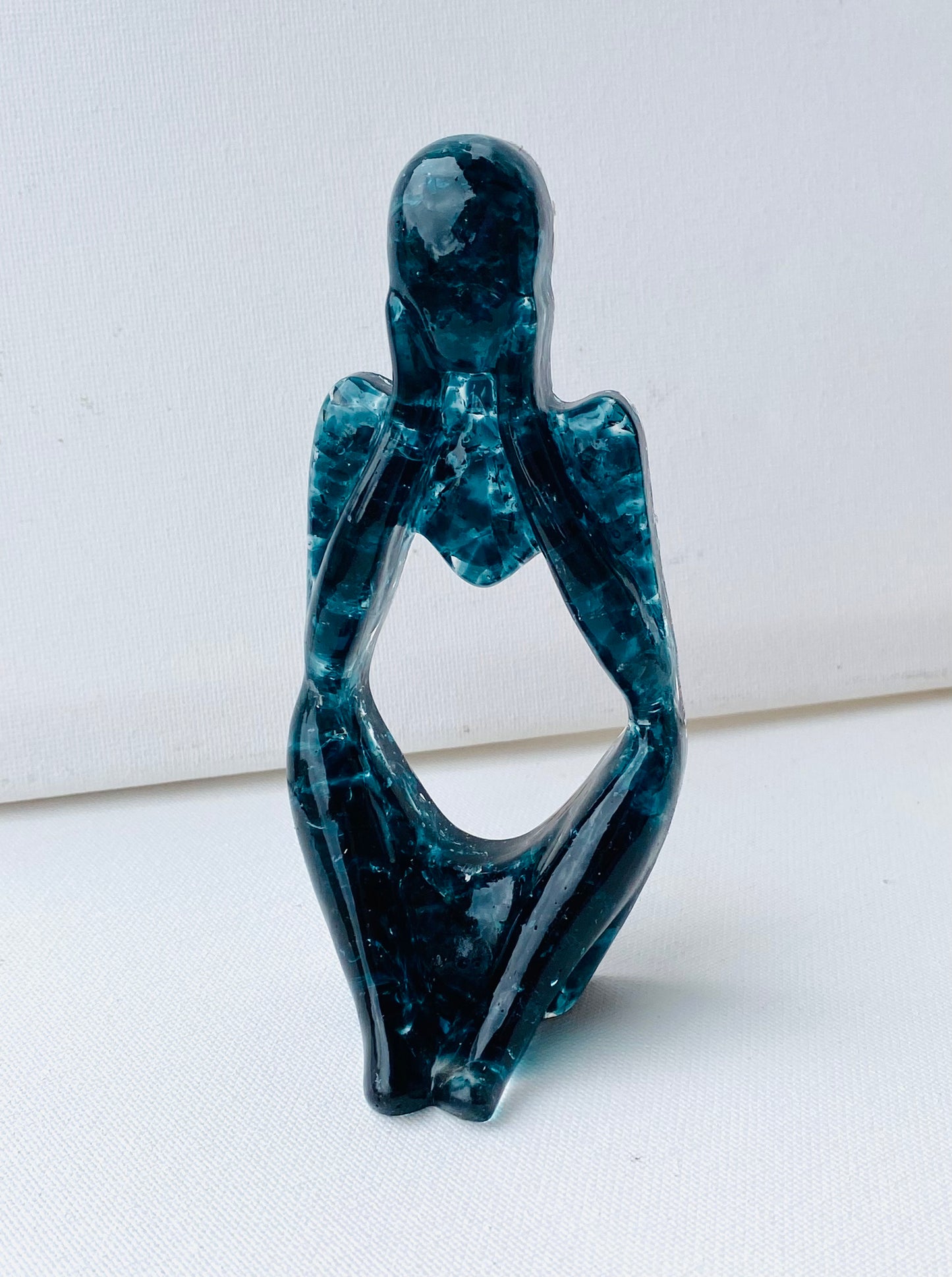 Reflection - Deep in Thought - Teal Recycled Glass Art