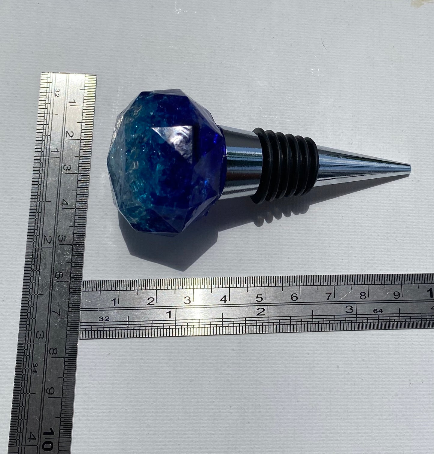 Blue Ombré Crushed Recycled Glass Bottle Stopper - Small