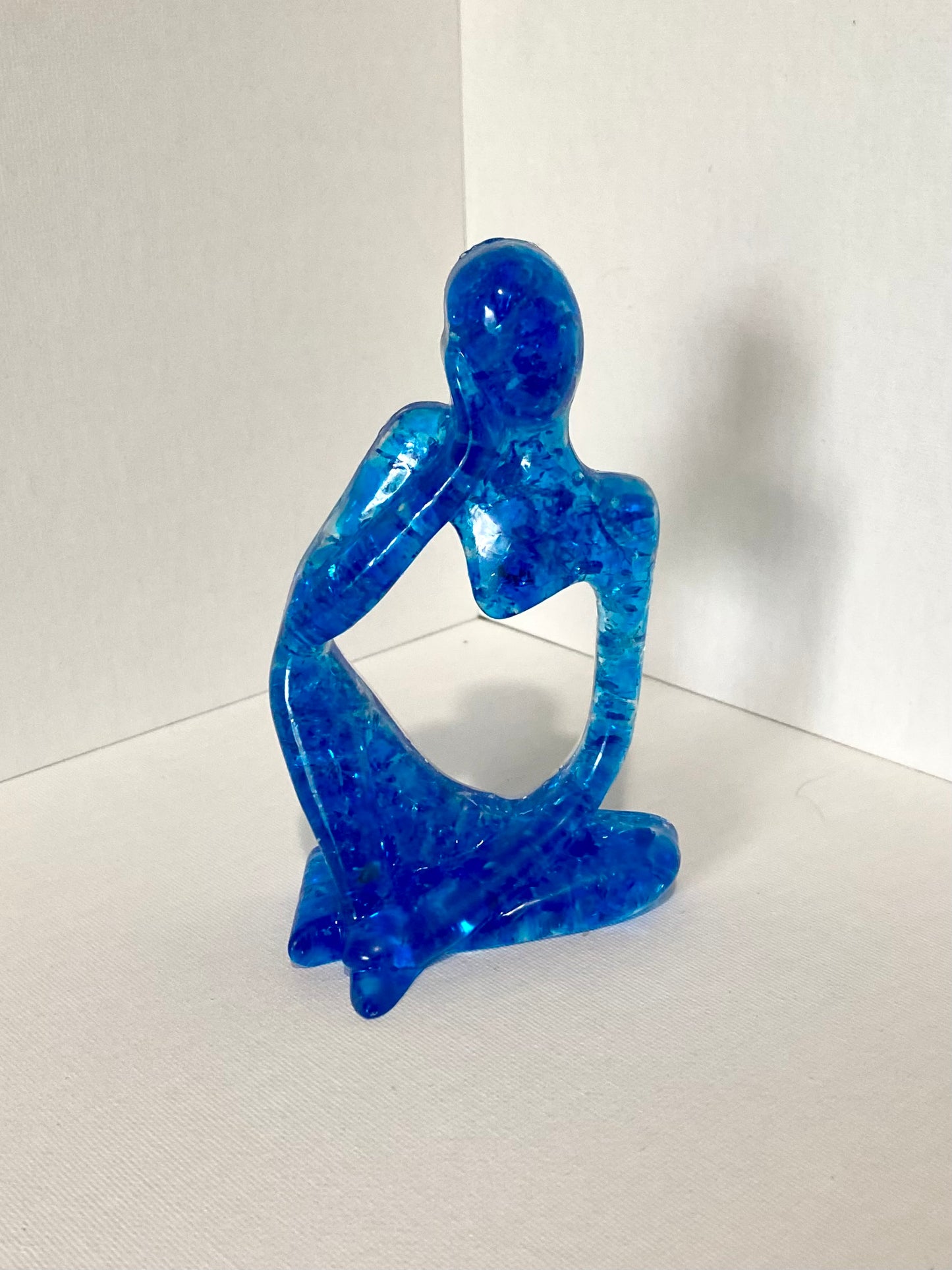 Contemplation - Deep in Thought - Turquoise Recycled Glass Art