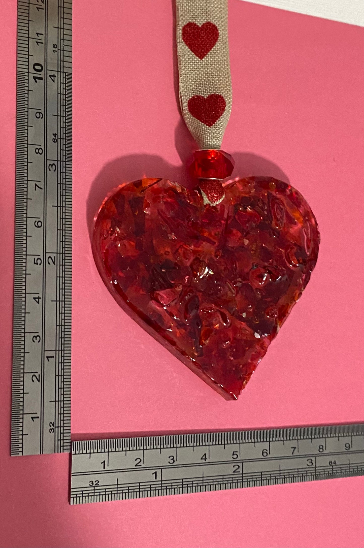 Sparkle Red Heart Perfectly Imperfect Heart with Heart Ornament - Hearts in Love