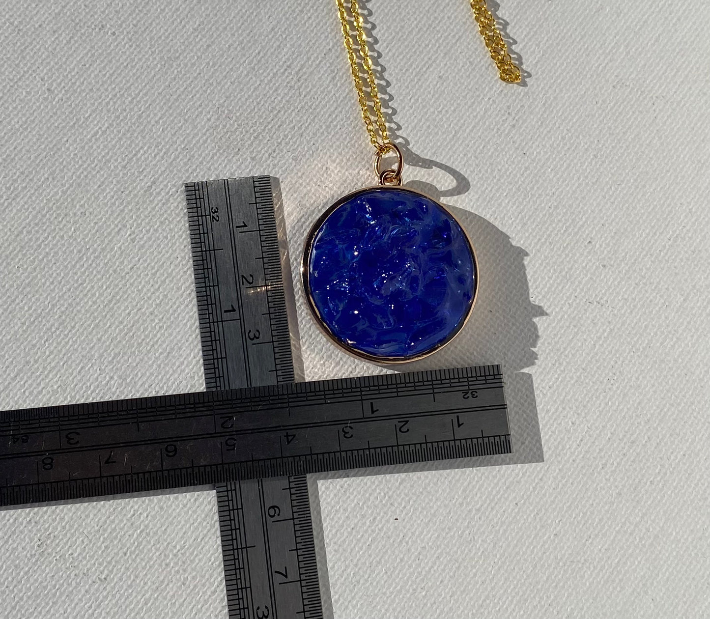 Cobalt Circle Framed Blue with Silver Necklace