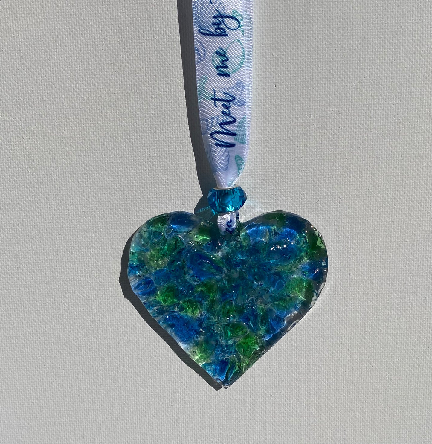 Sea Glass Perfectly Imperfect Heart Ornament with Star Charms