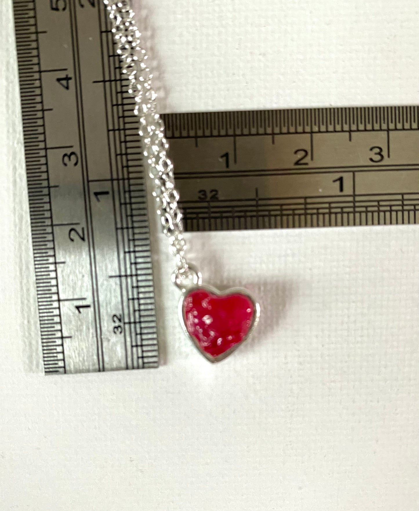 Hot Pink Perfectly Imperfect Heart Sterling Silver Necklace