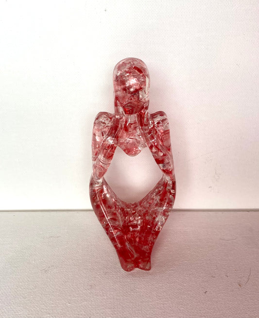 Thoughtful - Thinking and Dreaming - Pink Recycled Glass Art