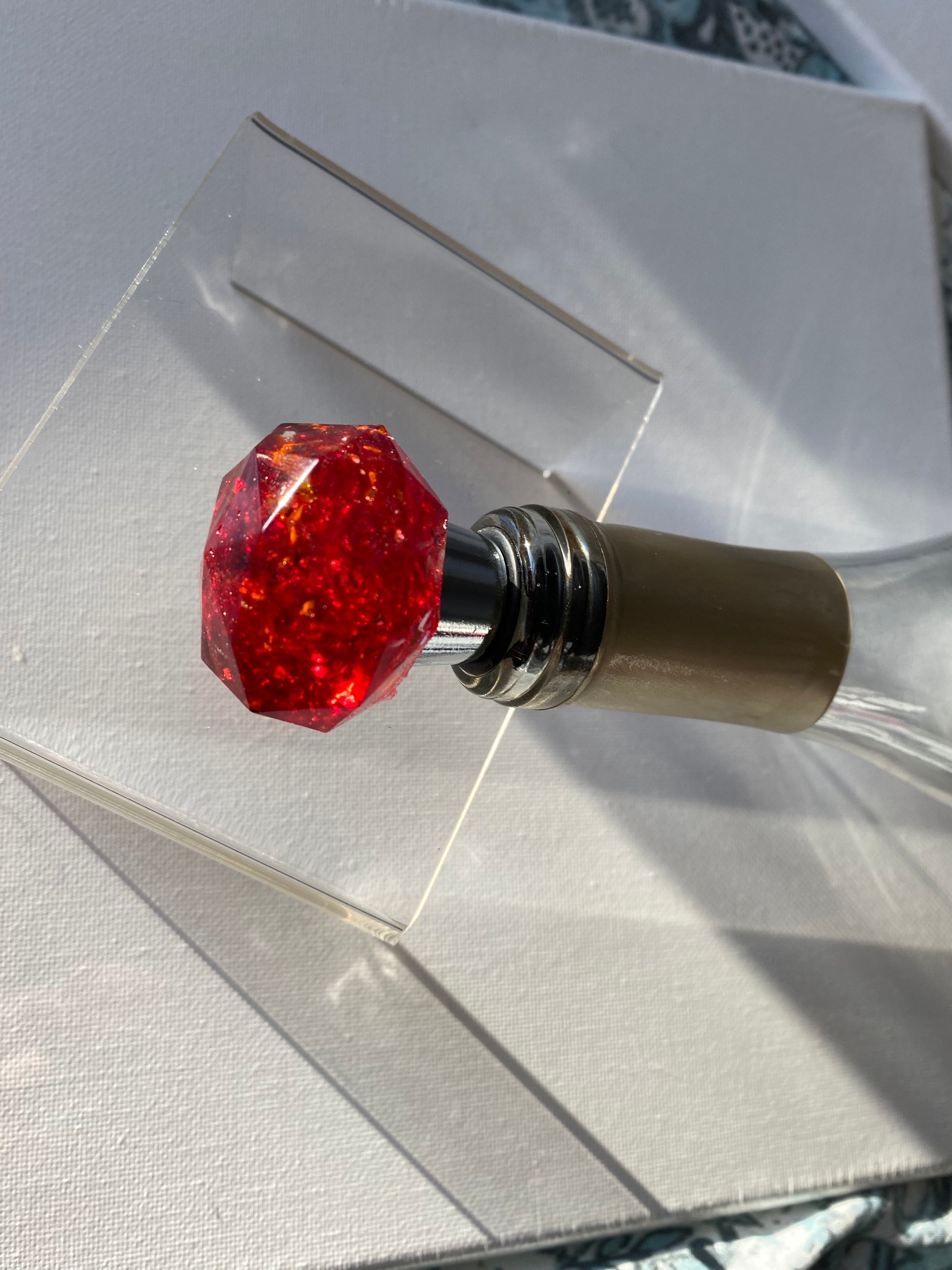 Anniversary gift, true love beautiful Ruby red gift. Bottle topper, wine stopper. Birthday or holiday gift. Handmade and unique. Inexpensive. 