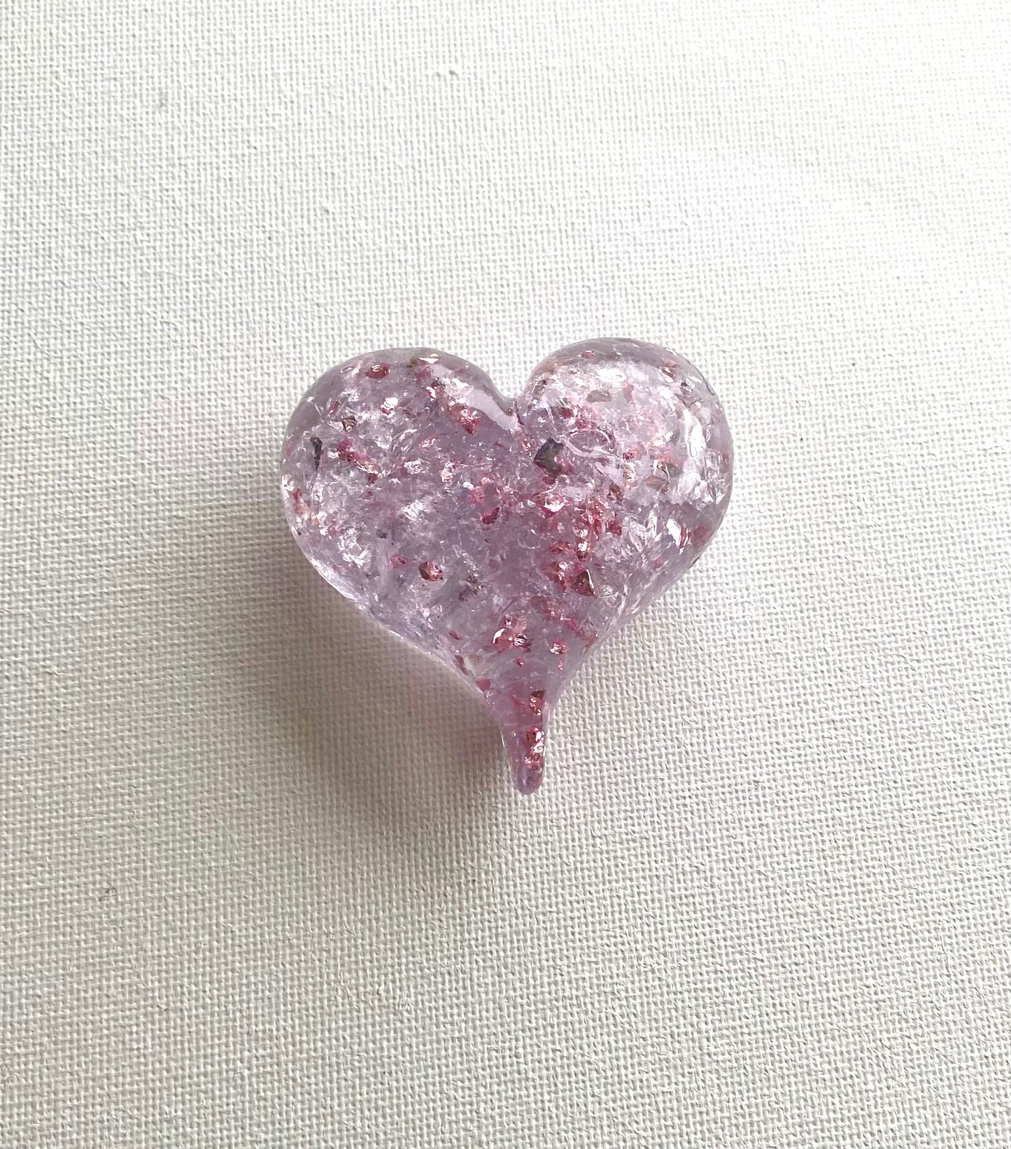 Princess Pink Perfectly Imperfect Heart Paperweight - Small Pink Shimmer