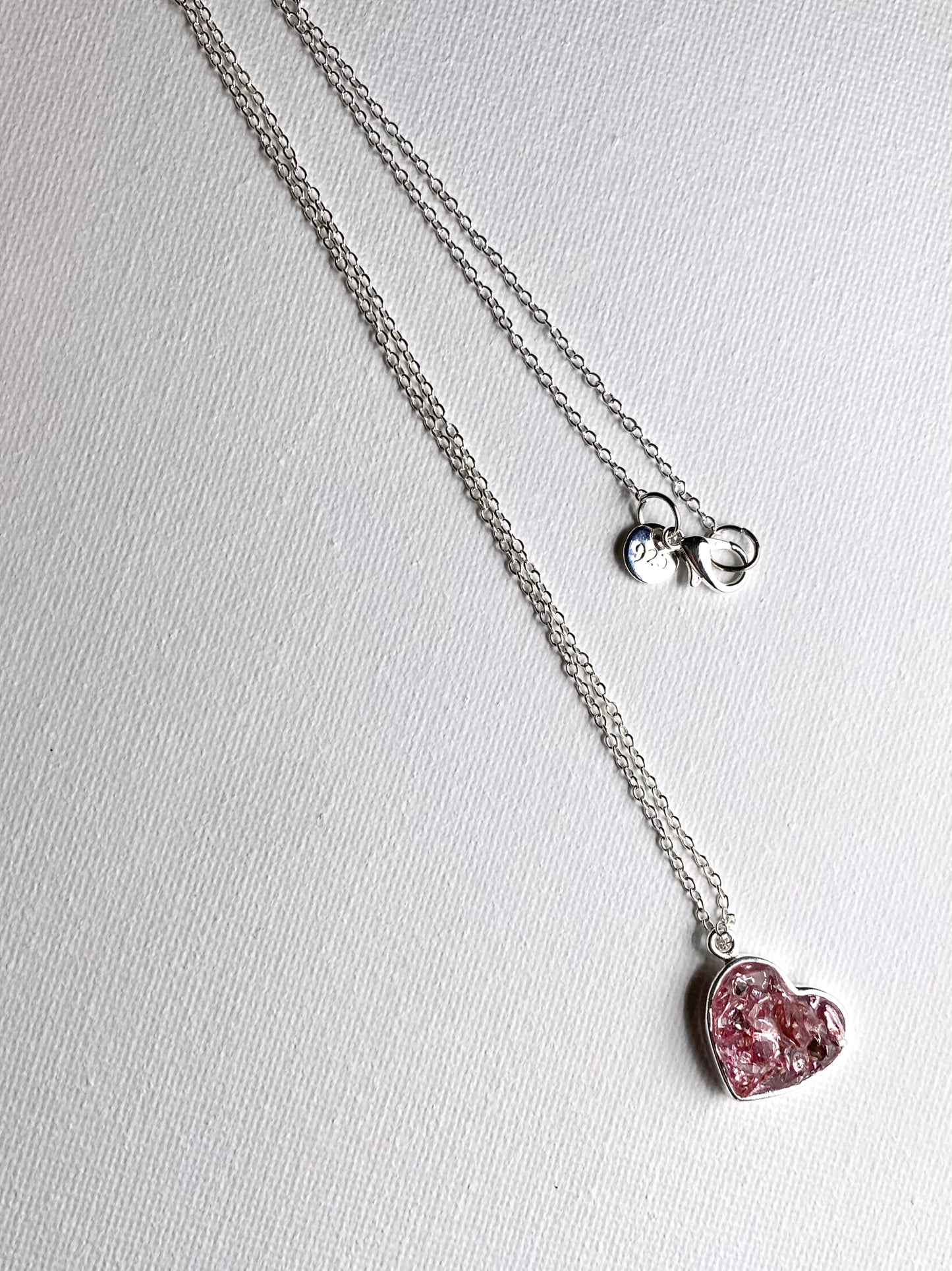 Princess Pink Perfectly Imperfect Heart Sterling Silver Necklace