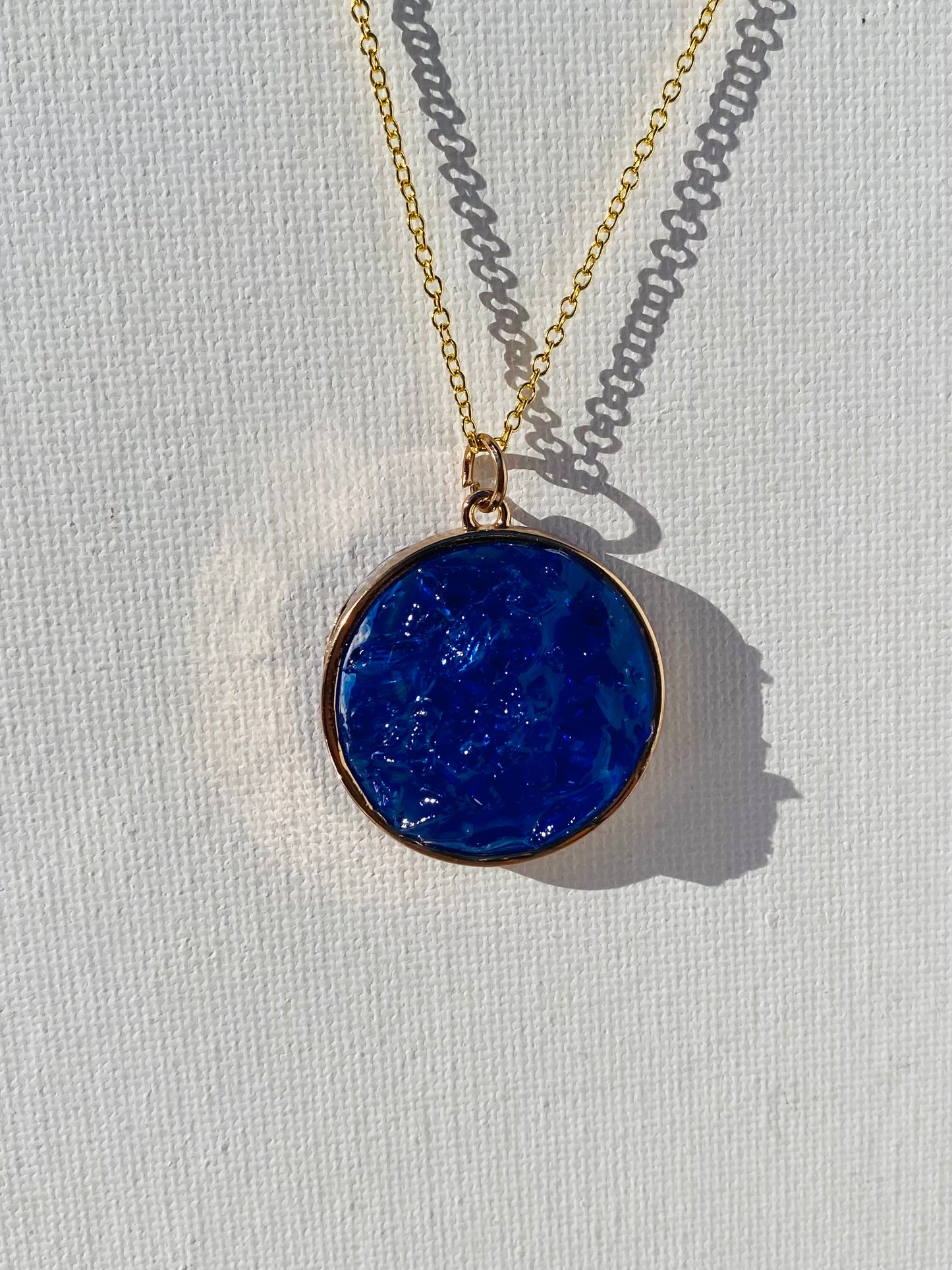 Cobalt Circle Framed Blue with Silver Necklace