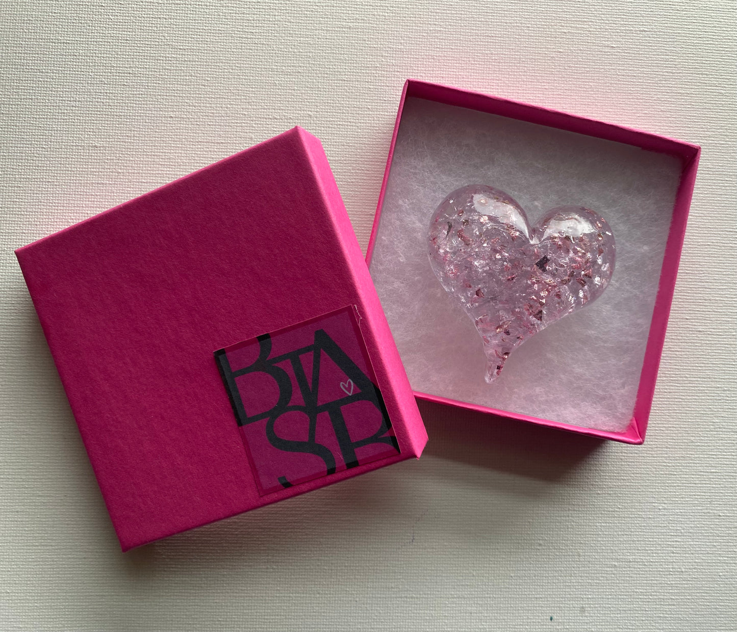 Princess Pink Perfectly Imperfect Heart Paperweight - Small Pink Shimmer