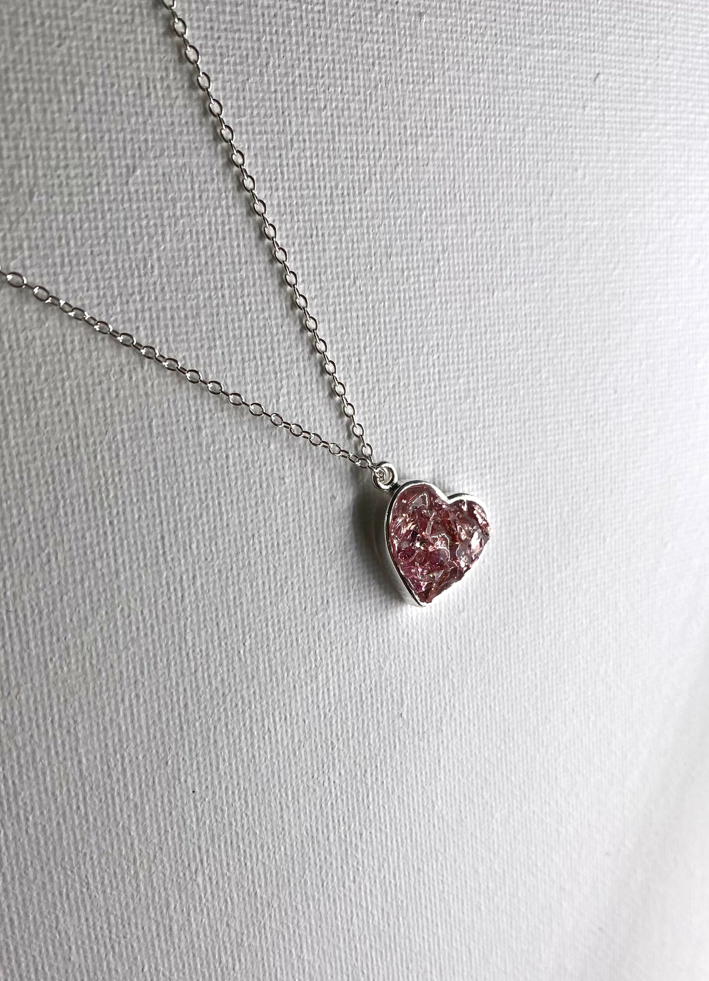 Princess Pink Perfectly Imperfect Heart Sterling Silver Necklace