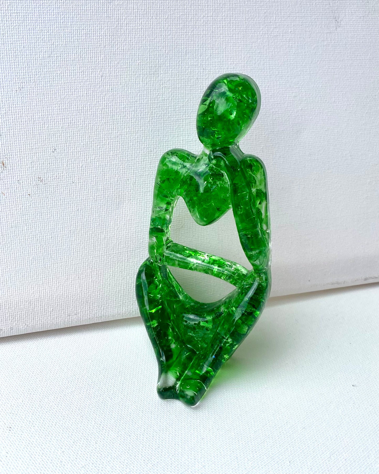 Daydreamer - Deep in Thought - Green Recycled Glass Art