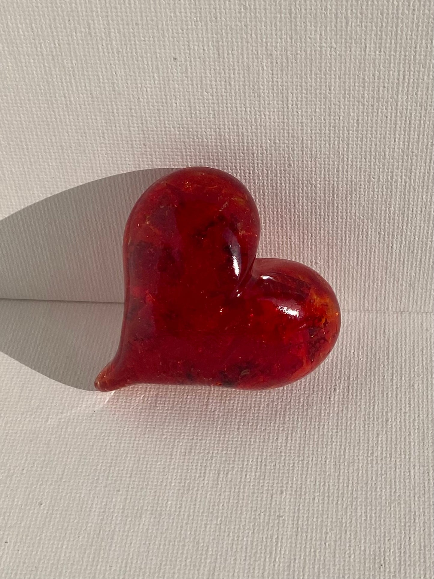 Ruby Red Perfectly Imperfect Heart Paperweight made from Recycled Glass - Small