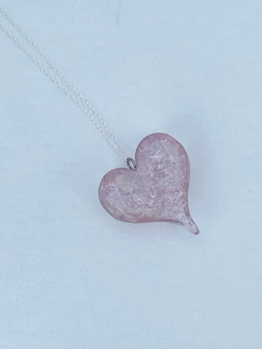 Baby Pink Perfectly Imperfect Heart Necklace - Light Pink